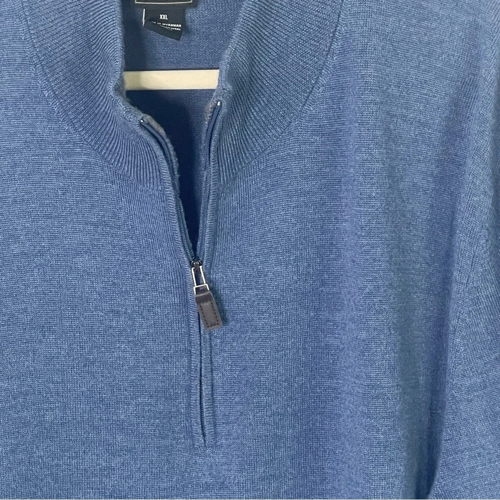 Jos. A. Bank Traveler 1/4 zip blue merino wool long sleeve pullover Size XXL